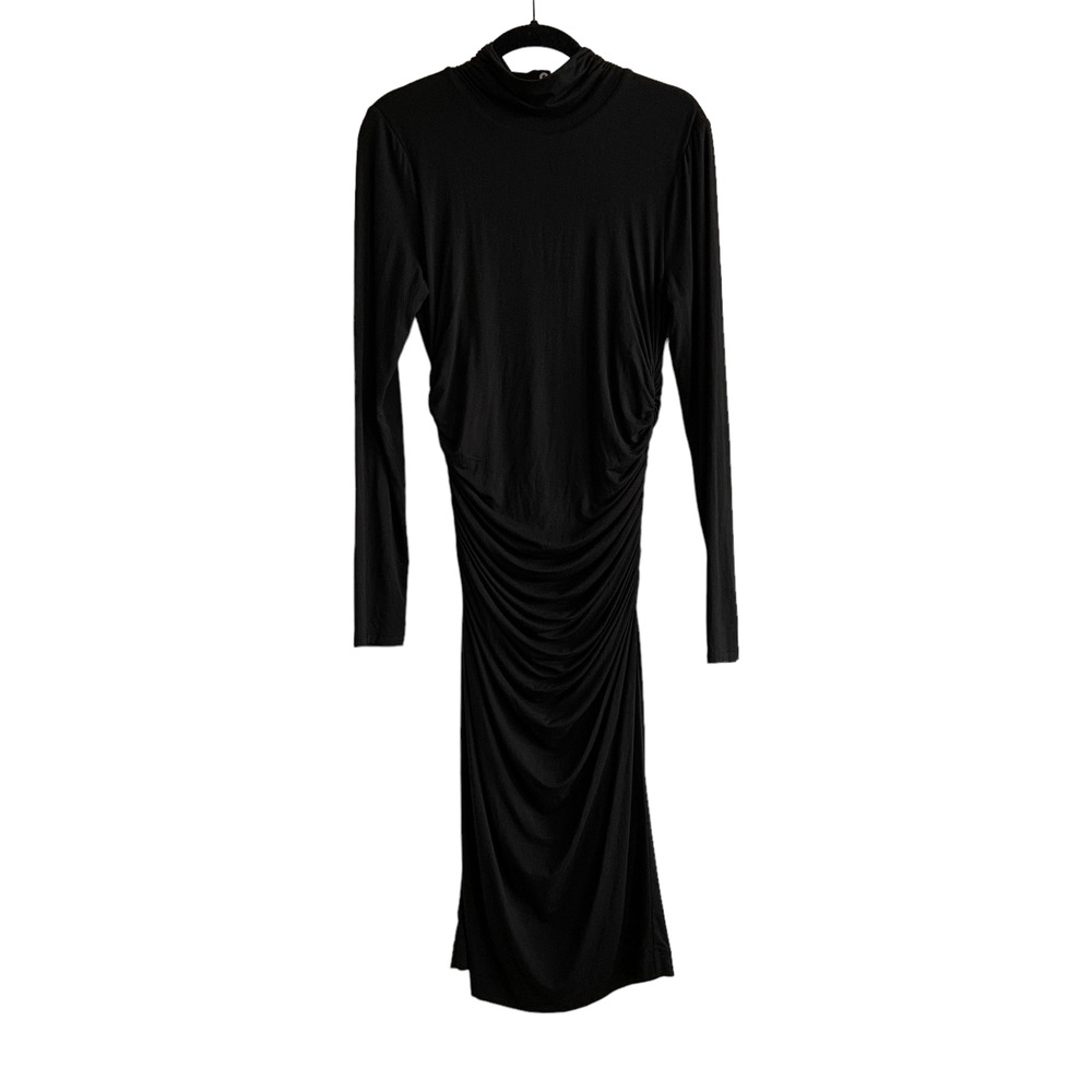 WHBM Size 2 Mock Neck Long Sleeve Shirred Sheath Dress